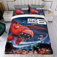 thumbnail image 4 of Big Hero 6 Conjunto de sábanas temático, trío de piezas, cómodo y amigable con la piel, diseño único, regalo de decoración para el hogar para familiares, amigos y fans,173cm *218cm, 4 of 6