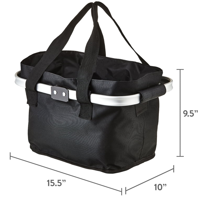 Concord Folding Handlebar Bicycle Basket Gray, 10x15x10 inches