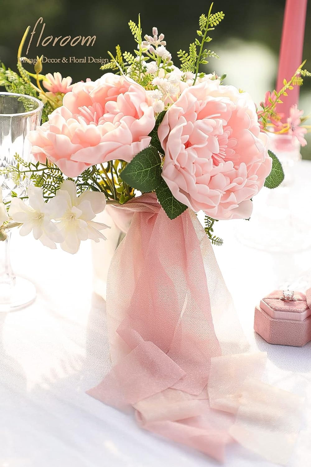 Artificial Flowers 16pcs 4" Burgundy Blooming Peonies Real Looking Foam Fake Roses with Stems for DIY Wedding Bouquet Dark Red Bridal Shower Centerpieces Floral Arrangements Tables Decorations