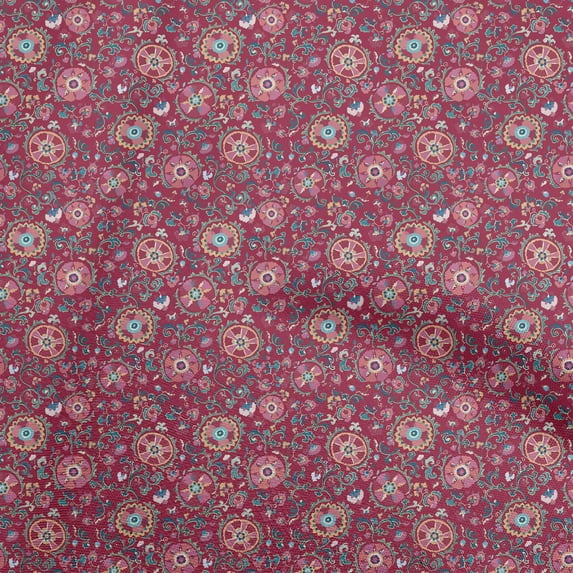 oneOone Viscose Chiffon Dark Magenta Fabric Asian Suzani Sewing Craft Projects Fabric Prints By Yard 42 Inch Wide