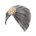 thumbnail image 1 of Gorro turbante para la cabeza, diadema, broche de aleación, bufanda para el pelo, cubierta elástica para el pelo, gorro para mujer, Festival familiar Plata, 1 of 9