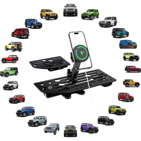 For 2025 Jeep Wrangler 4xe Gladiator Magnetic Phone Mount Compatible with 2024 2025 2026 Jeep Wrangler JL 4xe & Gladiator Accessories Metal Cell Phone Holder Dash Platform Mount (Driver Side)