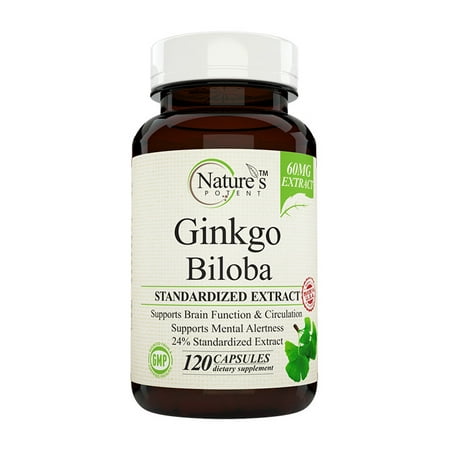 Nature's Potent ™ - Complément Ginkgo Biloba 24% d'extrait normalisé de 60 mg