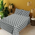 thumbnail image 2 of Ambesonne Skull Fitted & Flat Sheet with Shams 4 Pcs Set, Checkered Squares Gothic Art, Calking, Dark Blue Grey and White, 2 of 5
