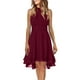 thumbnail image 1 of Vestido informal de verano para mujer con cuello halter, botones, encaje de gasa y corte en A, poliéster, 1 of 2
