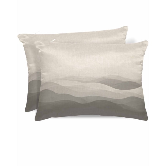 Hokiten King Size Pillow Cases Set of 2, Pillow Covers for Bed, Grey Beige Ombre Satin Pillowcases with Zipper for Hair/Skin, Pillow Protector Cover, Minimalist Ocean Waves Linen 20x36 Inches