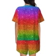thumbnail image 3 of Kdxio Rainbow Glitter Print Pajamas Sets for Women Short-Sleeved Pjs with Lounge Shorts Two Piece Sleepwear S-4XL, 3 of 8