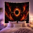 thumbnail image 2 of Eclipse Halo in Cosmic Nebula with Fiery Flames, Mystical Celestial for Space Lovers, Astrological Chart Art, Housewarming Gift Tapestry Wall Hanging for Bedroom and Living Room, 2 of 7