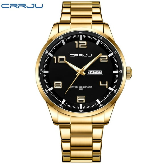 CRRJU Watches Men Fashion Watch Luxury Stainless Steel Band Reloj Wristwatch Business Clock Waterproof Relogio Masculino