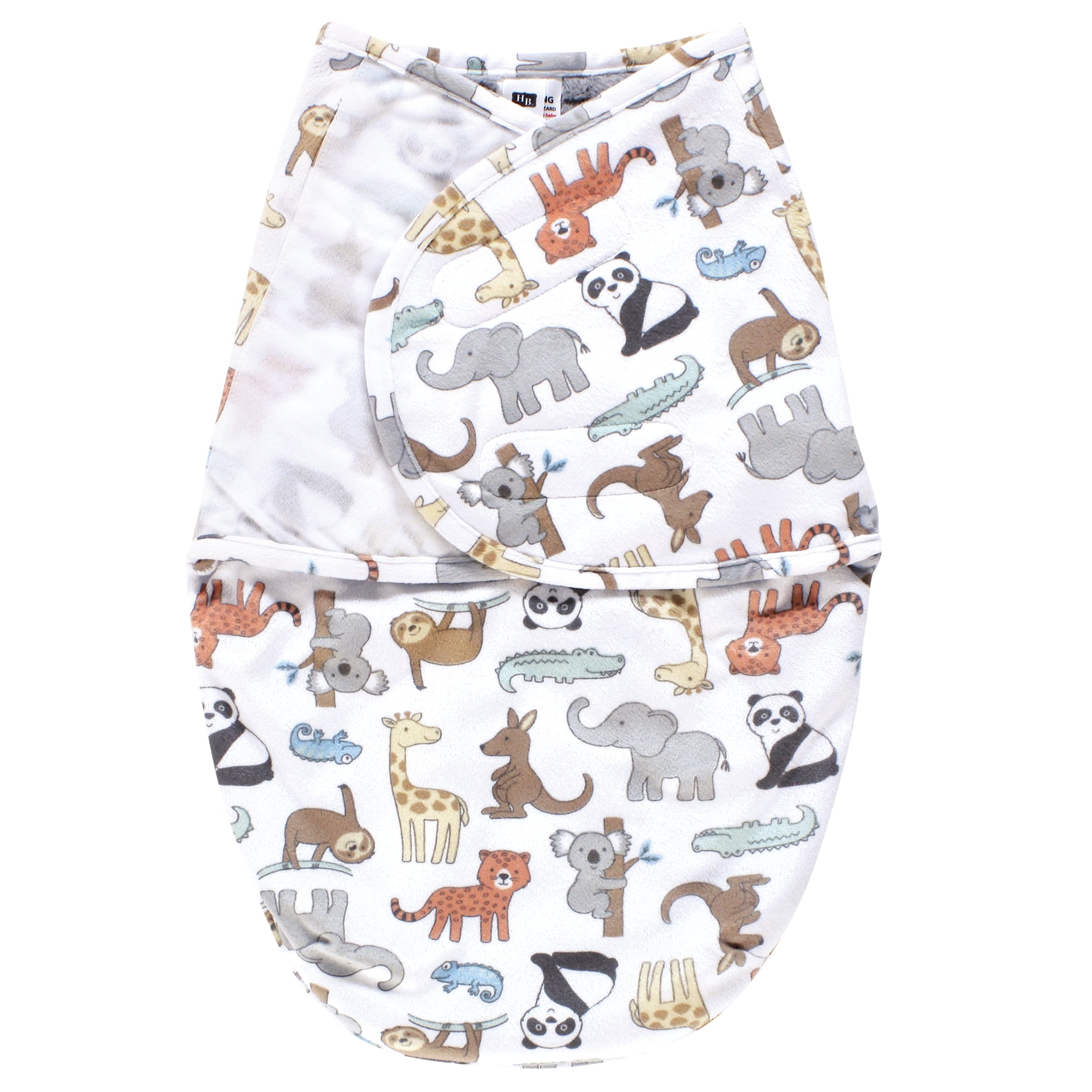 Hudson Baby Plush Faux Fur Swaddle Wrap Zoo Animals 0-3 Months