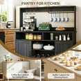 thumbnail image 7 of BouPower Farmhouse Coffee Bar Cabinet with Power Outlets,Wine Bar Cabinet w/9 Wine Racks, Goblet Holder, 3 Glass Holders & Adjustable Shelves,Kitchen Buffet Cabinet for Kitchen Dining Room, 7 of 7