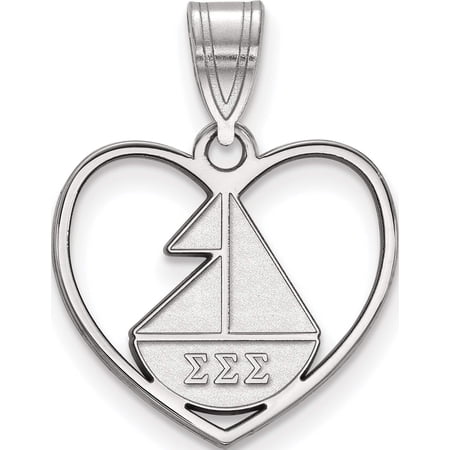 Jewelry by Sweet Pea Sterling Silver Rhodium-plated LogoArt Sigma Sigma Sigma Sorority Symbol Heart Pendant