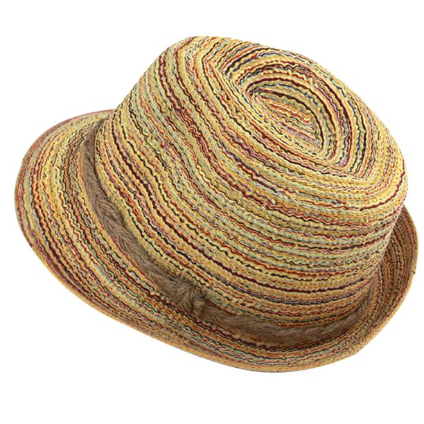 Guardurnaity Gorra de Panamá de paja de estilo coreano para mujer, sombrero de vestir bohemio para niña, gorra de sol transpirable para pescar al aire libre Sombreros Guardurnaity PS9661-00