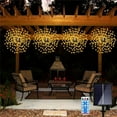 thumbnail image 3 of 4 Packs, Hanging Solar Firework Lights 480 LED Starburst Lights Copper Wire Outdoor Waterproof Lights Timer 8 Modes Remote Control Fairy Decorative Lights For Patio Umbrella, Eave, Garden Tree Christ, 3 of 4