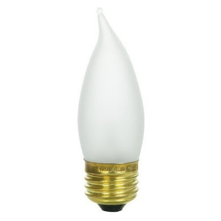 Watt Flame Tip Chandelier Bulb - Sunlite 40EFF/32/CD2 Incandescent 40-Watt, Medium Based, Chandelier Bulb, Flame Tip, Frost, Carded 2-Pack