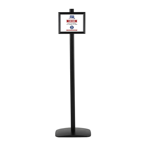 M&T Displays Free Standing Display Advertising Stand with 1 x (8.5x11) Front Loading snap Frame Portrait and Landscape Position, Single Sided (Black)
