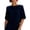 Blue, variant on Womens Pullover Tops Loose Fit Crewneck Side Slit Half Sleeve Cropped Length Lightweight Jersey Knit Summer Casual Blouse Style Shirts White S