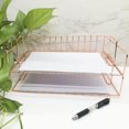 thumbnail image 5 of FrostHike 2 Tier Stackable Letter Tray-Desk File Organizer-Desk File Rack Stackable-Multifunctional Paper Tray Organizer for Office Supplies-Desk File Document Letter Tray Organizer (Rose Gold), 5 of 5