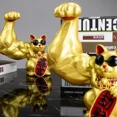 thumbnail image 4 of Abstract Big Arm Muscle Golden Cat Decor Statuette for Shop Living Room Lucky Cat Cartoon Animal Sculpture Vigorous Cat Statue, 4 of 10