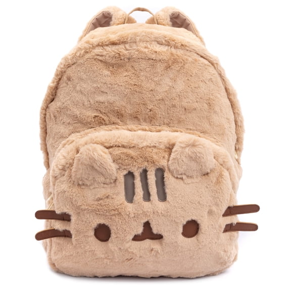 Mochila Peluda Pusheen Beige 34x27x6 cm con Orejas 3D de Gato