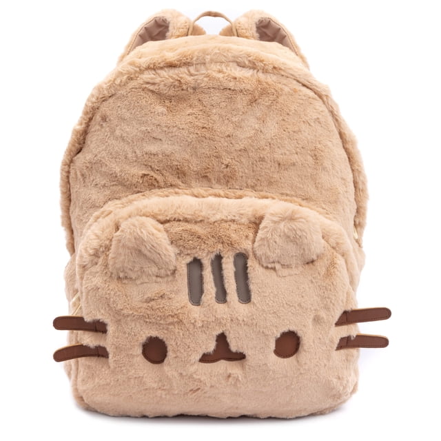 Mochila Peluda Pusheen Beige 34x27x6 cm con Orejas 3D de Gato
