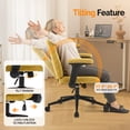 thumbnail image 2 of Ktaxon Office Chair, Flip-Top Armrest Desk Chair on Metal Star Base, Starry Chenille Vanity Chair with Adjustable Height & Swivel Wheels Yellow, 2 of 8