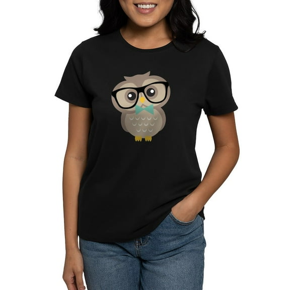 CafePress - Cute Hipster Owl T Shirt - Women's Traditional Fit Dark T-Shirt
