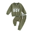 thumbnail image 2 of Elippeo Baby Boys Outfits 6M 12M 18M 24M 3Y Newborn Letter Print Round Neck Long Sleeve Sweatshirt and Drawstring Pants Set Infant Pants Suits, 2 of 10