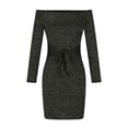 thumbnail image 4 of Efsteb One Shoulder Dresses for Women Formal Casual Fashion Long Sleeve Cocktail Party Midi Dresses (Black,M), 4 of 6