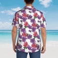 thumbnail image 4 of Pofeuu Peonies Print Hawaiian Shirt for Men Sleeves Casual Button Down Summer Beach Dress Shirts T-Shirts,X-Large, 4 of 7