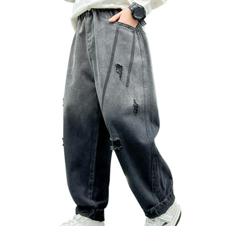 MEZZALL Boys Jeans Children Baggy Jeans Cargo Trousers Relaxed Denim Pants With Elastic Waistband Cute Toddler Baby Wear 9-10Y
