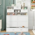 thumbnail image 3 of Kidkapers White Queen Size Murphy Bed Cabinet: Bookcase, Storage Shelves, Big Drawer - Elegant Space-Saving Solution, 3 of 5