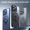 thumbnail image 2 of ELEHOLD for iPhone 15 Magnetic Clear Case,Translucent Clear Back Cover Foldable Ring Holder Kickstand Compatible with Mag Safe Anti-Fingerprint Anti-Scratch Rugged Shockproof Case,Black, 2 of 6