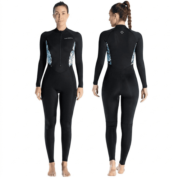 Nookwell Women’s UPF50 Neoprene Front-Zip Long Sleeve Full Leg Wetsuit – Quick-Dry Sun Protection for Snorkeling & Surfing