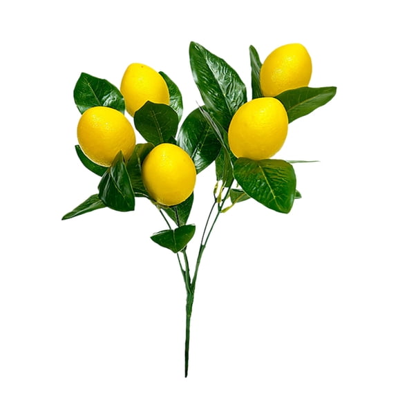 Artificial Lemon Branch 13.4in Realistic Yellow Fruit Green Leaves Flower Arrangement Decoration for Vase Wreath Yard Home