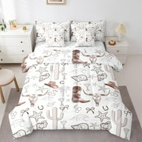 Manfei Tropical Desert Cactus 7-Piece Twin Bedding Sets,Cowboy Cowgirl Boots Bedding Comforter Set,Hawaii Sea Holiday Coconut Sheet Sets For Kids Teens,Super Cozy Room Decor Reversible