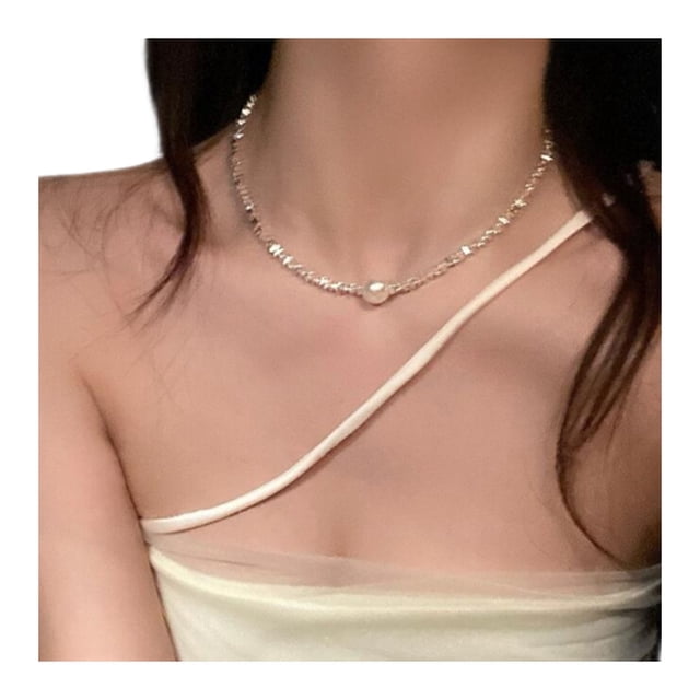 Collier Ras-du-Cou pour Femmes en Fausse Perle, Ras-du-Cou Perlé, Collier Élégant, Collier Rétro Délicat, Cadeau pour Épouse, Amie, Tenue Quotidienne, Fête, Rendez-Vous, Bijoux