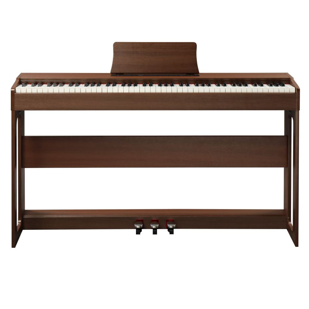 88 Key Digital Piano Keyboard, Full Size Weighted Upright Piano Electric Keyboard, Dual 10W Speakers, 3-Pedal, MIDI, Recording, Bluetooth Supports, Black Walnut