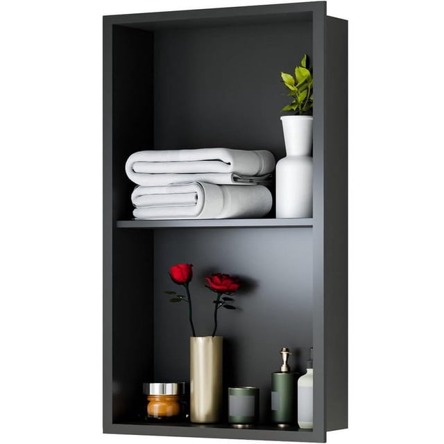 Senfot Stainless Steel Shower Niche No Tile Needed cm de Anchoall Vertical Recessed cm de Anchoall Niches Estante para Almacenamiento Adecuado para Bathroom Living Sala 12 * 24"