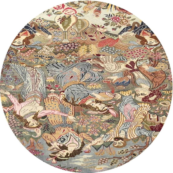 Ahgly Company Indoor Round Traditional Sienna Brown Animal Area Rugs, 4' Round