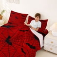 thumbnail image 3 of Homewish Gothic Halloween Spider Web Bed Sheets,Bat Spooky Pattern Full Size Sheets,Red Black,4pcs,1 Flat Sheet,1 Fitted Sheet and 2 Pillowcases, 3 of 6
