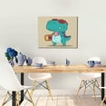 thumbnail image 5 of Susaid Cool Dino Playing Skateboard Pattern Canvas Wall Decor Poster Framed Artwork Decoration for Bedroom Home Office Ready to Hang,Horizontal, 5 of 6
