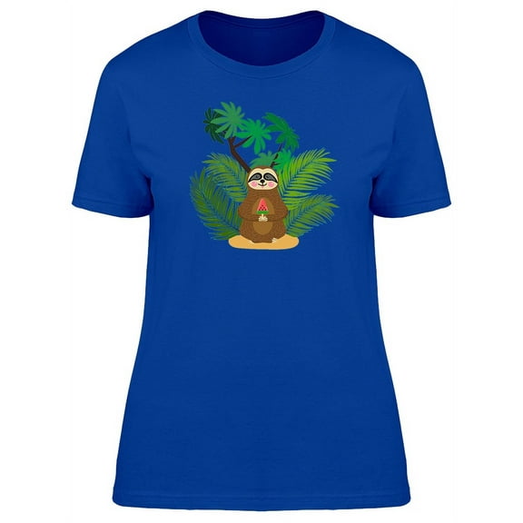 Baby Sloth With Watermelon Ice T-Shirt Women -Image by Shutterstock, Female Large