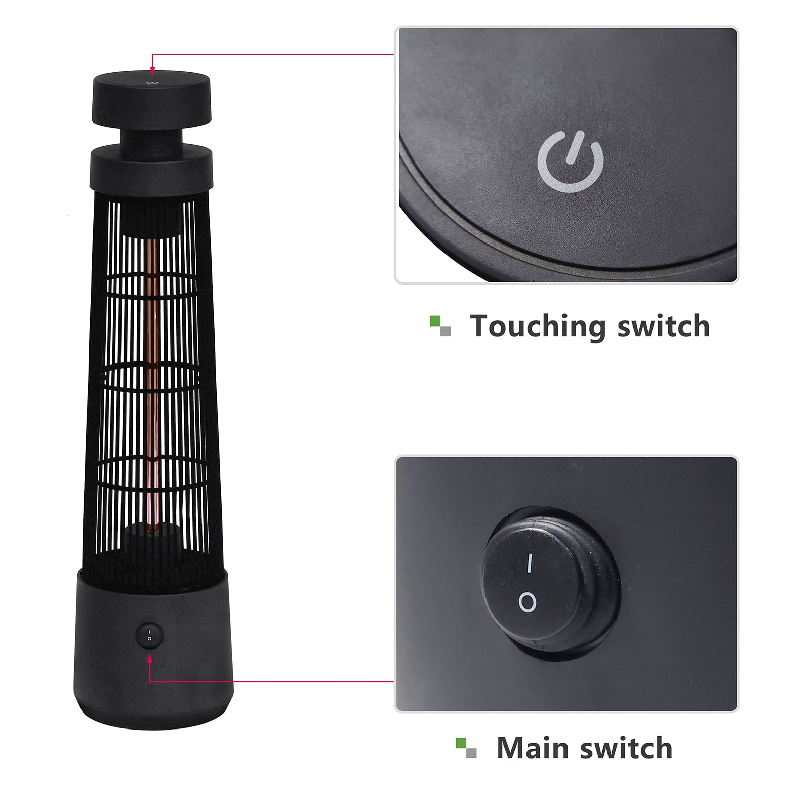 JP OUTDOOR 1200W Patio Infrared Electric Freestanding Heater, IP55