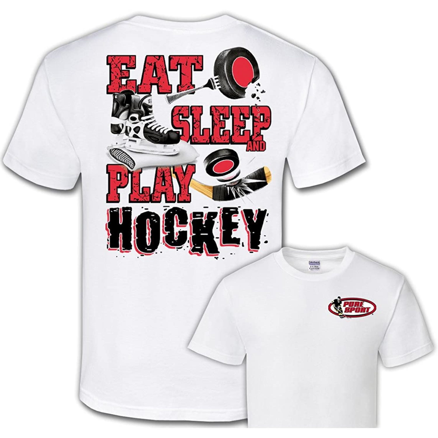 HTYSUPPLY Hockey TShirt Eat Sleep Play HockeyAdult Medium