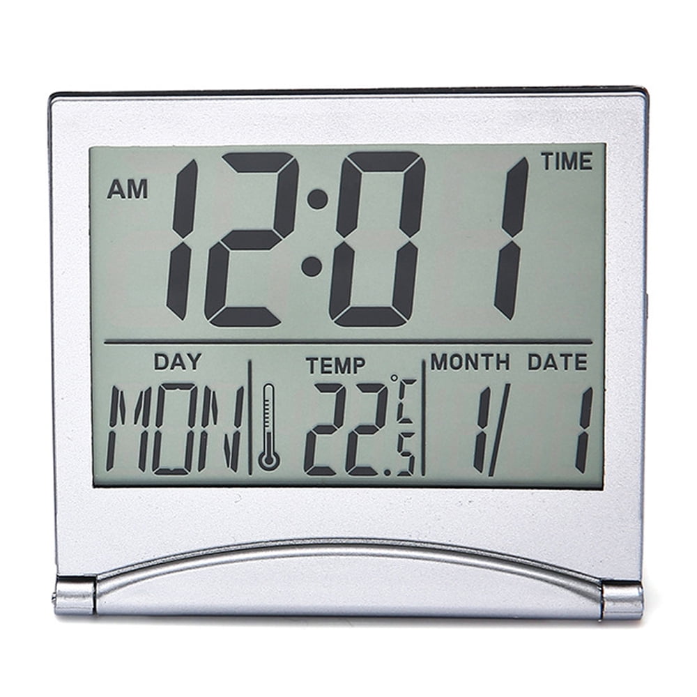 Digital Travel Alarm Clock Foldable Calendar Temperature LCD Clock