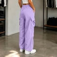thumbnail image 5 of Womens Baggy Parachute High Waist Cargo Pants Multi Pocket, Elastic Waist, Adjustable Hem, Lightweight, Hiking Trousers, for Streetwear Travel Running,Outdoor, 5 of 6