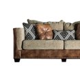 thumbnail image 3 of HomeRoots Decor Leatherette and Chenille Fabric Upholstered Sofa, Brown and Beige, 3 of 3