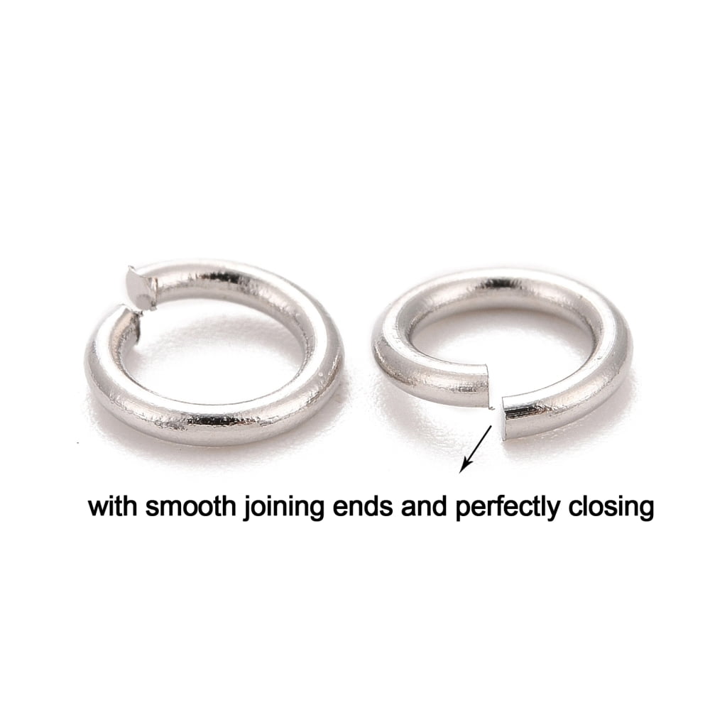 Brass Jump Rings Open Jump Rings with Smooth Joining Ends Cadmium Free Nickel Free Lead Free Platinum 6x1mm 18 Gauge Inner Diameter: 4mm Hole: 4mm 4807pcs/500g