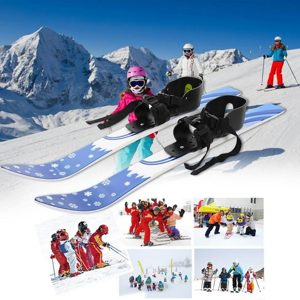 Ccdes 65cm ABS Children Kids Snowboard Skis Double Plates with Poles